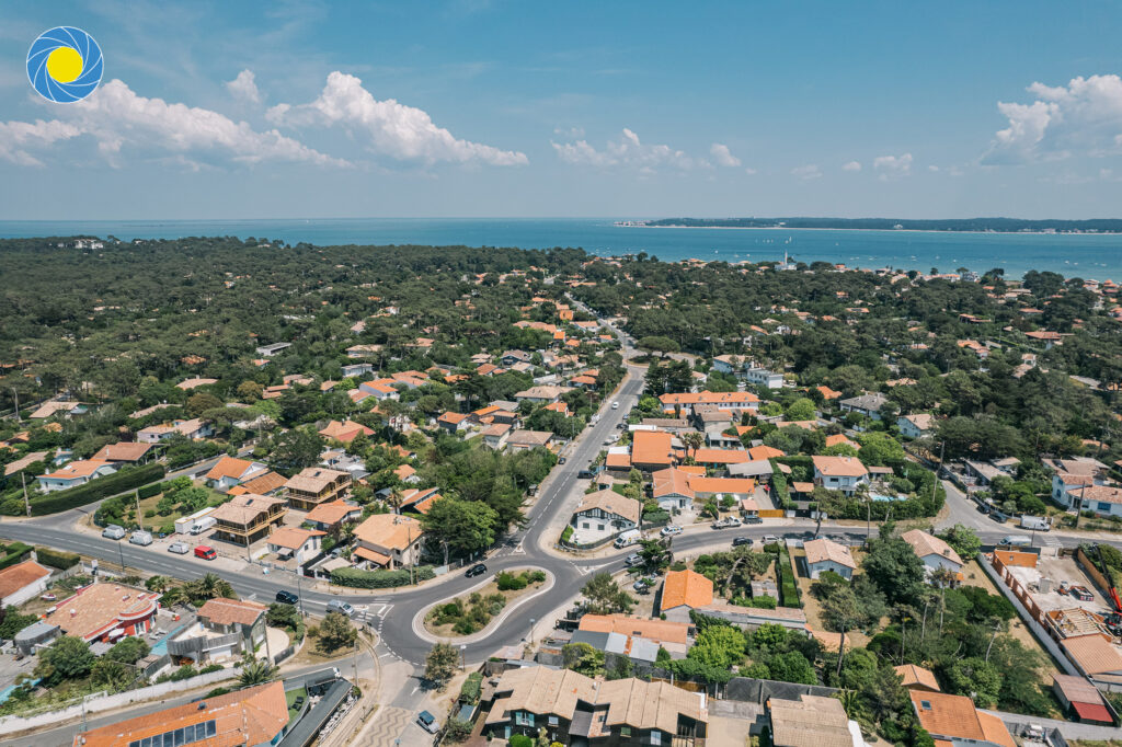 Des villas de tourisme et de vacances vues par drone au Cap Ferret
