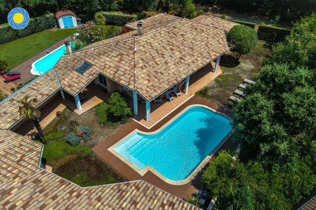 Photo immobilière d'une villa par drone à Soustons Plage dans les Landes